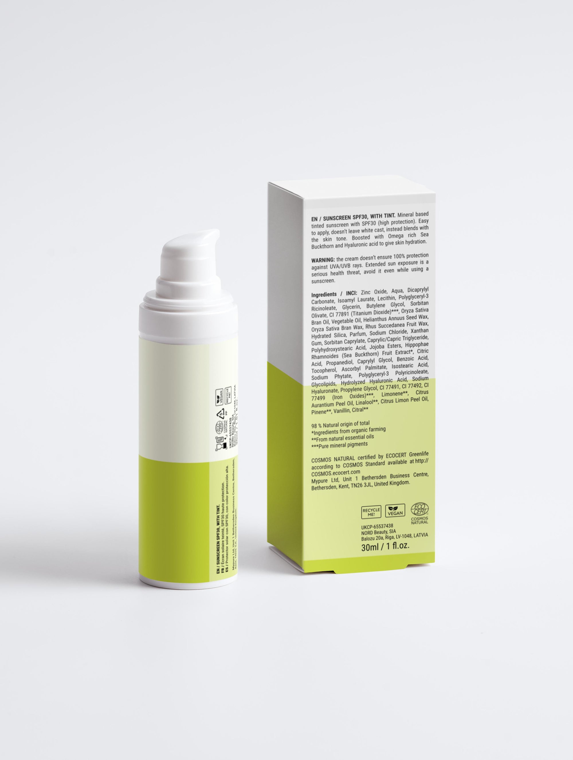 Sunscreen SPF30, with tint